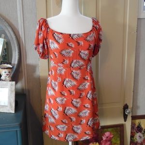 Dress Off The Shoulder Dress Palm Leaf Print NWT